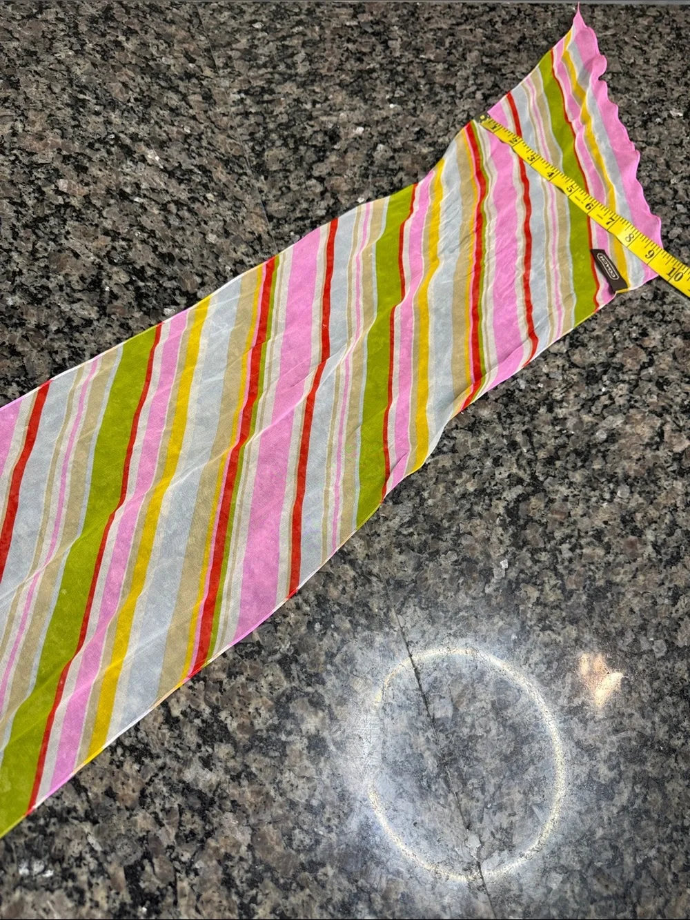 Coach Pink & Green Striped Silk Scarf EUC